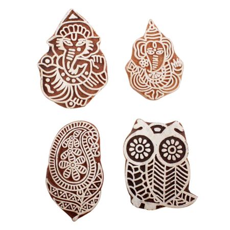 Set of 4 Piece New Mix Wooden Printing Block